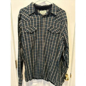 Cody James Pearl Snap Blue Plaid Mens Shirt size‎ L Western